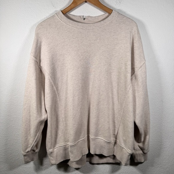 aerie Sweaters - Aerie Oversized Crewneck Sweatshirt Beige Women's Pullover Lounge Casual | XS